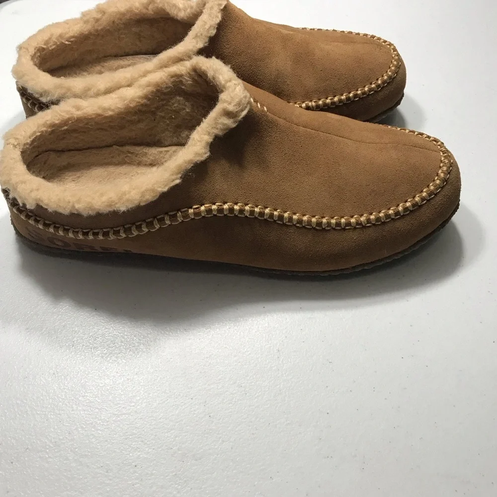 Sorel Suede Shearling Clog Slippers - Tan Size 12 SB-BB